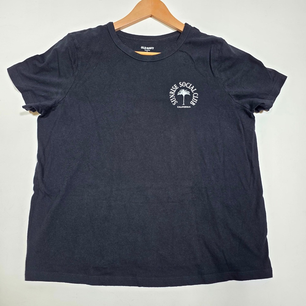 Old Navy Graphic Tee Womens Large Black Sunrise Social Club Beverly Hills Shirt